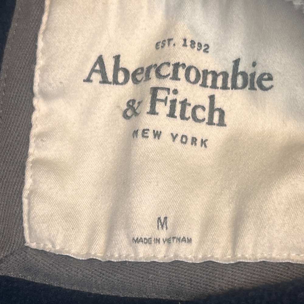 Abercrombie & Fitch Mens Navy Blue Full Zip Logo Hoodie Waffle Lined Hood Size M - Picture 4 of 14